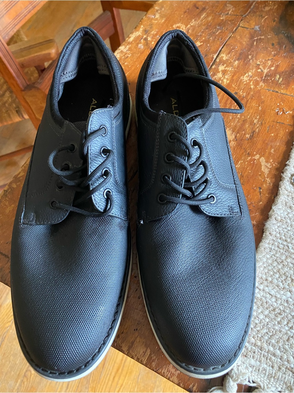 Aldo Men's Black Textured Lace-Up Oxfords